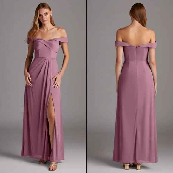 NWT Azazie Mena Vintage Mauve Bridesmaid Dress Cocktail Gown Wedding Guest Blush - Picture 2 of 8